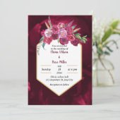 elegant magenta roze floral bruiloft uitnodiging (Staand voorkant)