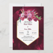 elegant magenta roze floral bruiloft uitnodiging (Voorkant)