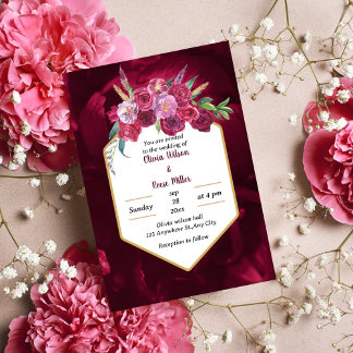 elegant magenta roze floral bruiloft uitnodiging