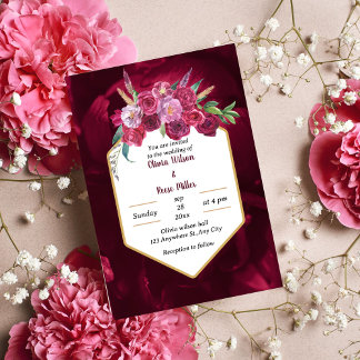 elegant magenta roze floral bruiloft uitnodiging