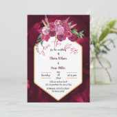 elegant magenta roze floral save the date kaart (Staand voorkant)