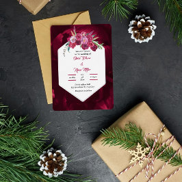 elegant magenta roze floral Wedding Gold Folie Uitnodiging