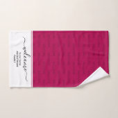 Elegant magenta roze, persoonlijk WELKOM Bad Handdoek (Handdoek)