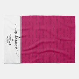 Elegant magenta roze, persoonlijk WELKOM Theedoek