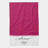 Elegant magenta roze, persoonlijk WELKOM Theedoek (Verticaal)