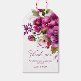 Elegant magenta roze Waterverf bruiloft Cadeaulabel