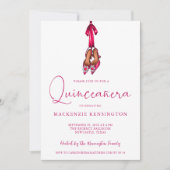 Elegant Magenta Sparkle High Heels Quinceañera Kaart (Voorkant)