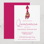 Elegant Magenta Sparkle High Heels Quinceañera Kaart (Voorkant / Achterkant)