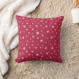 Elegant Magenta Stars Snowflakes Kussen