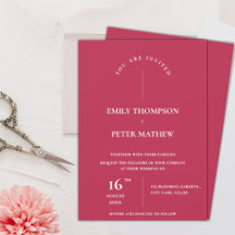Elegant Magenta Typography Minimalist Wedding