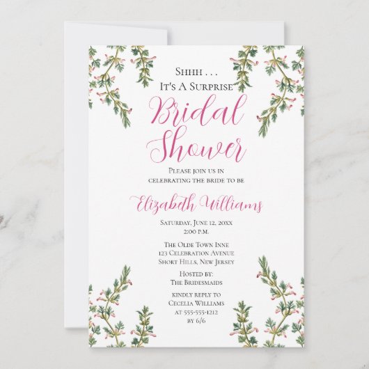 Elegant  Magenta verrassend Vrijgezellenfeest Kaart (Voorkant)