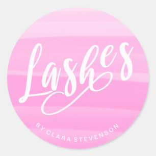 Elegant magenta waterverf penseeldruppels vastgesj ronde sticker