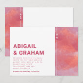 Elegant Magenta Wedding Uitnodiging (Voorkant / Achterkant)