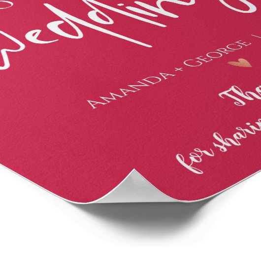 Elegant Magenta welkom in ons Poster voor bruiloft (Hoek)