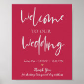 Elegant Magenta welkom in ons Poster voor bruiloft (Voorkant)