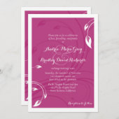 Elegant Magenta White Floral Wedding Invitation Kaart (Voorkant / Achterkant)