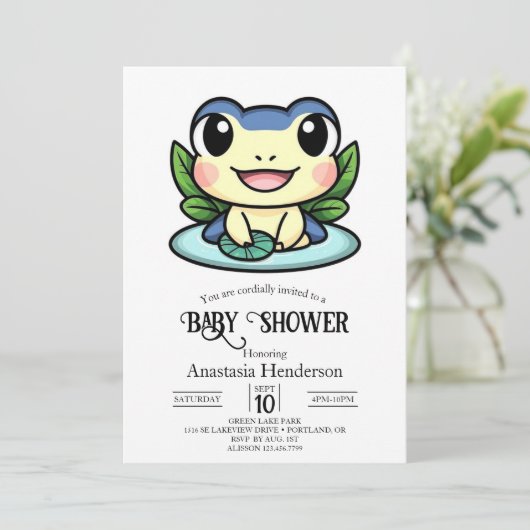 Elegant Magic Frog Baby shower Kaart (Staand voorkant)