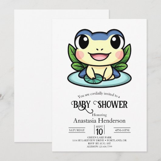 Elegant Magic Frog Baby shower Kaart (Voorkant / Achterkant)