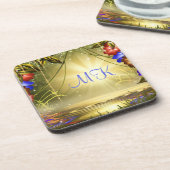 Elegant Magical Garden Over Lake Monogrammed Bier Onderzetter (Linkerzijde)