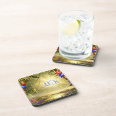 Elegant Magical Garden Over Lake Monogrammed Bier Onderzetter (Rechterzijde)