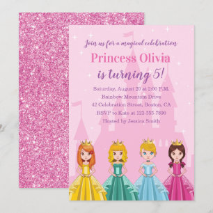 Elegant Magical Royal Princess Girl Birthday Party Kaart
