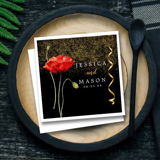 Elegant Magical Sparkles Flower Wedding Cocktail Servet