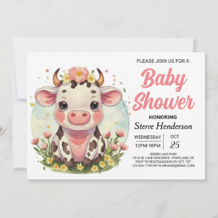 Elegant Magisch Digitaal Boerderij Koe Baby shower Kaart
