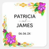 Elegant, Magisch en Vet Floral Wedding Vierkante Sticker (Voorkant)