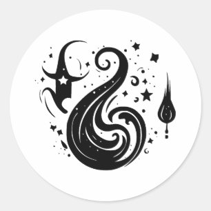 Elegant magisch silhouet in BW Ronde Sticker