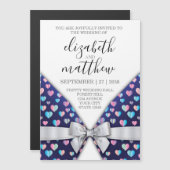 Elegant Magnet Invitation Bow and Heart Speckles Magnetische Uitnodiging (Voorkant / Achterkant)