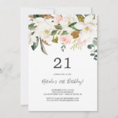 Elegant Magnolia | 21ste verjaardag wit en zwart Kaart (Voorkant)