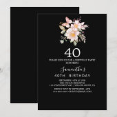 Elegant Magnolia | 40e verjaardag zwart-wit Kaart (Voorkant / Achterkant)