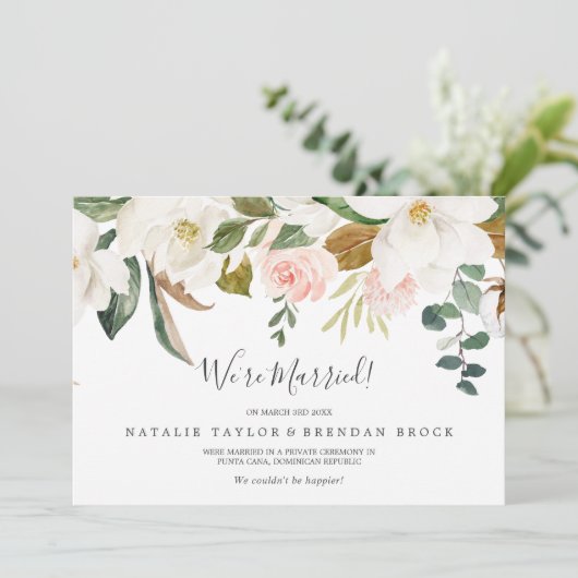 Elegant Magnolia | Aankondiging van de witte neers (Staand voorkant)