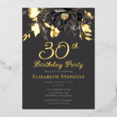 Elegant Magnolia Adult 30th Birthday Party Gold  Folie Uitnodiging (Voorkant)