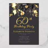 Elegant Magnolia Adult 60th Birthday Party Gold  Folie Uitnodiging (Voorkant)