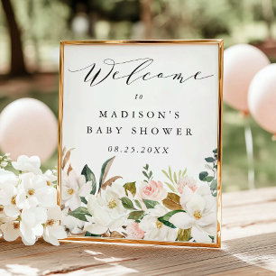 Elegant Magnolia Baby Shower Ontvangstbord Poster