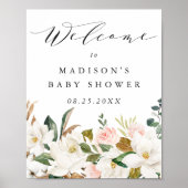 Elegant Magnolia Baby shower Welkomstbord Poster (Voorkant)