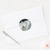 Elegant Magnolia Black and White Wedding Ronde Sticker (Envelop)