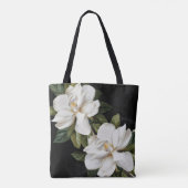 Elegant Magnolia Black en White, gepersonaliseerd Tote Bag (Achterkant)