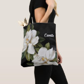 Elegant Magnolia Black en White, gepersonaliseerd Tote Bag (Dichtbij)