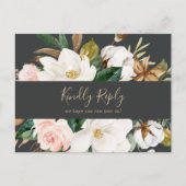 Elegant Magnolia Black Song Request RSVP Briefkaar Uitnodiging Briefkaart (Voorkant)