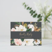 Elegant Magnolia Black Song Request RSVP Briefkaar Uitnodiging Briefkaart (Staand voorkant)