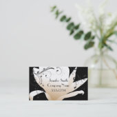 Elegant Magnolia Black & White Visitekaartje (Staand voorkant)