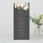 Elegant Magnolia Black & White Weddenrenmenu Menu (Staand voorkant)
