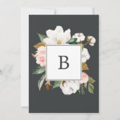 Elegant Magnolia | Blauwe grijs Het huwelijk van Kaart (Achterkant)