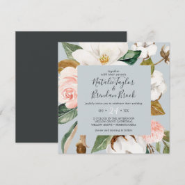 Elegant Magnolia | Blauwe grijze bruiloft Kaart