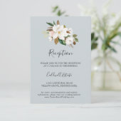 Elegant Magnolia | Blauwe grijze ontvangst Kaart i (Staand voorkant)