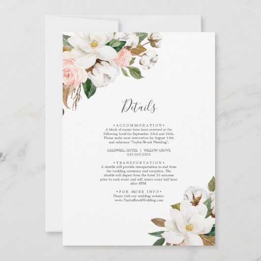 Elegant Magnolia | Blauwe grijze voorzijde en rugh Kaart (Achterkant)