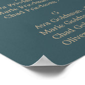 Elegant Magnolia Blauwgroen Alfabetische Zitkast Poster (Hoek)