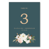 Elegant Magnolia | Blauwgroen en wit tabelnummer Kaart (Voorkant)